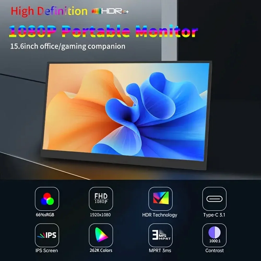 13.5“/14“/15.6”/16“Portable IPS Panel Secondary Display Computer Monitor Type-C HDMI For Cell phone Xbox Switch Laptop - Image 2