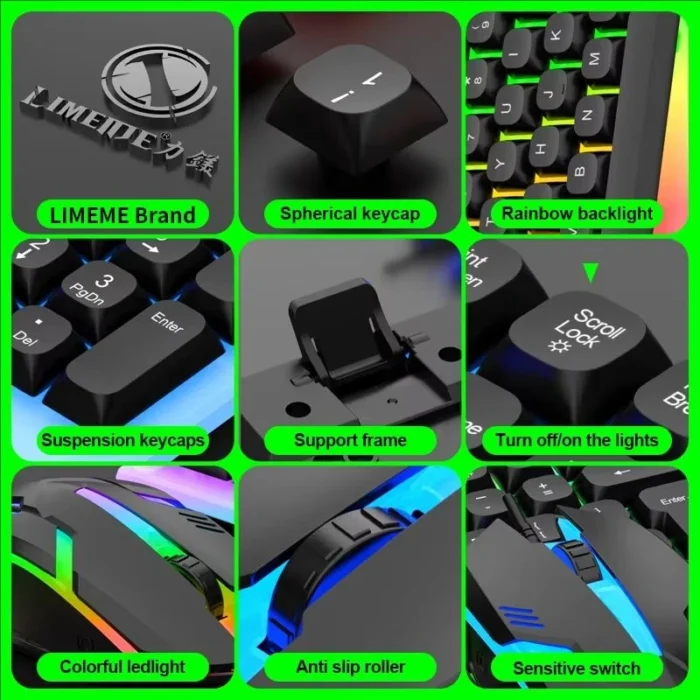 GTX350 Gaming Keyboard Mouse Combos Computer Laptop Backlight Gamer Kit LED Wired Usb Keyboard GTX350 Set-Black - Image 4