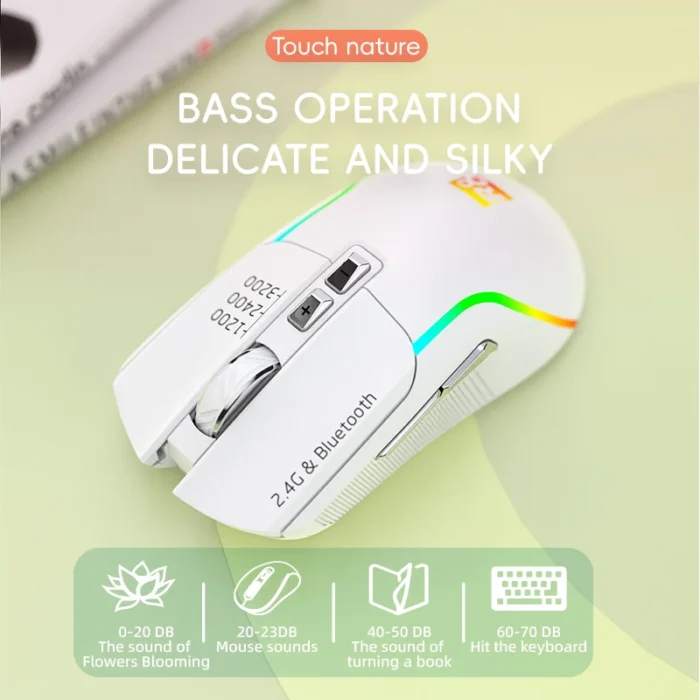 XIAOMI R8 Wireless Mouse 3200 DPI Bluetooth 2.4G Dual Mode Mechanical Office Game Universal Colorful Luminous Mute Mouse - Image 3