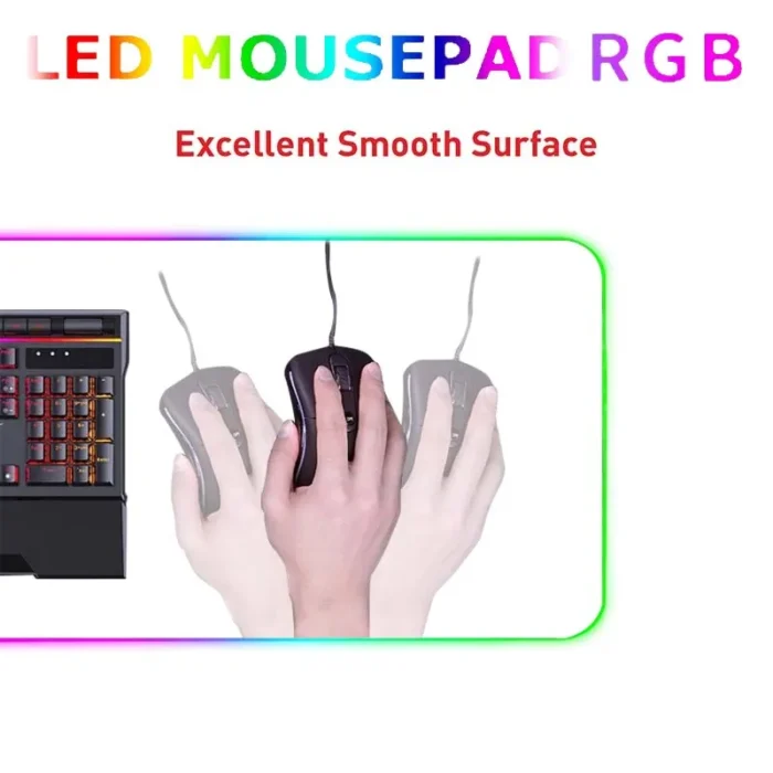 White And Black LED Mousepad RGB Gaming Mouse Pad Game Accessorie Backlit Desk Mat Computer Keyboard Mice Mat XXL Large Mausepad - Image 3