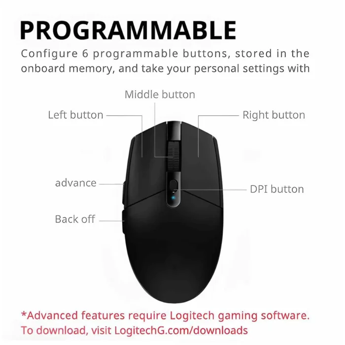 G304 Computer Gaming 2.4G Wireless Mouse Ergonomic Mouse HERO Engine 12000DPI for LOL PUBG Fortnite Overwatch Bluetooth - Image 6