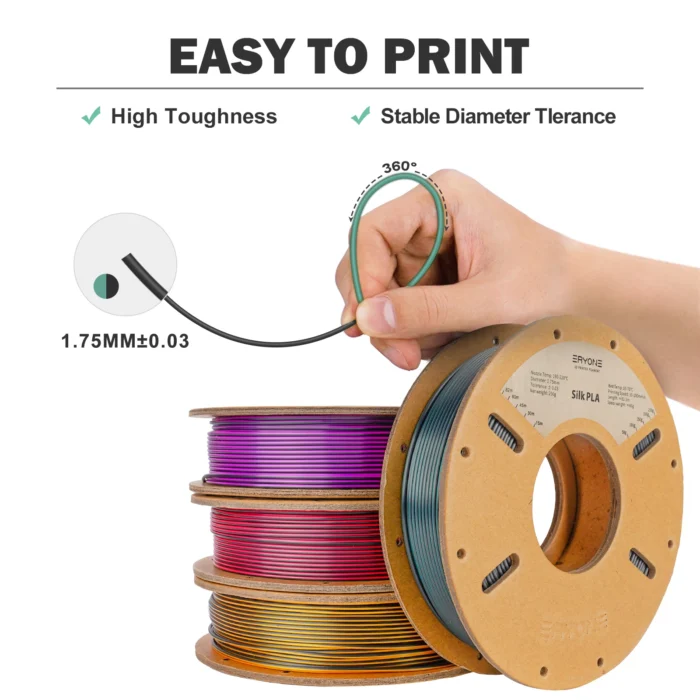 ERYONE 250G Dual-Color Matte Silk/Tri-Color Silk/ PLA Filament 1.75mm ± 0.03 For 3D Printing Fast Shipping - Image 3