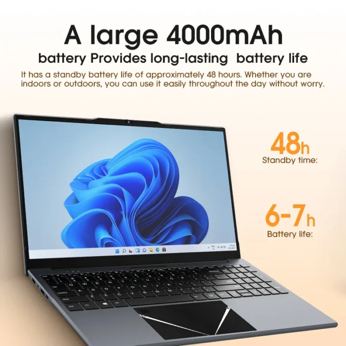 15.6" Ultra Slim Laptop 16GB RAM 512GB SSD Intel N5095 Notebook 1920*1080 FHD Screen Windows 10 Office Study Portable Computer - Image 4
