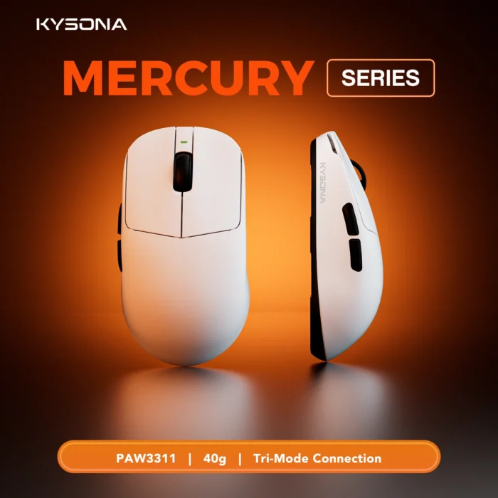 KYSONA Mercury SE Gaming Mouse PAW 3311 40g Ultra Lightweight Tri-Mode Wired RGB Charging Dock 24000 DPI Ergonomic Pro Gamer