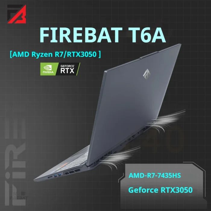 FIREBAT T6A 16 Inch AMD Ryzen7 7435HS Geforce RTX 3050 DDR5 165Hz Wifi6 BT5.1 16GB 512GB Gaming Gamer Notebook Laptop - Image 6