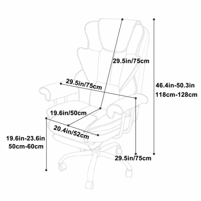 Big and Tall Office Chair High Back Leather Executive Chair with Footrest Ergonomic Lumbar Support and Fixed Soft Armrests - Image 2