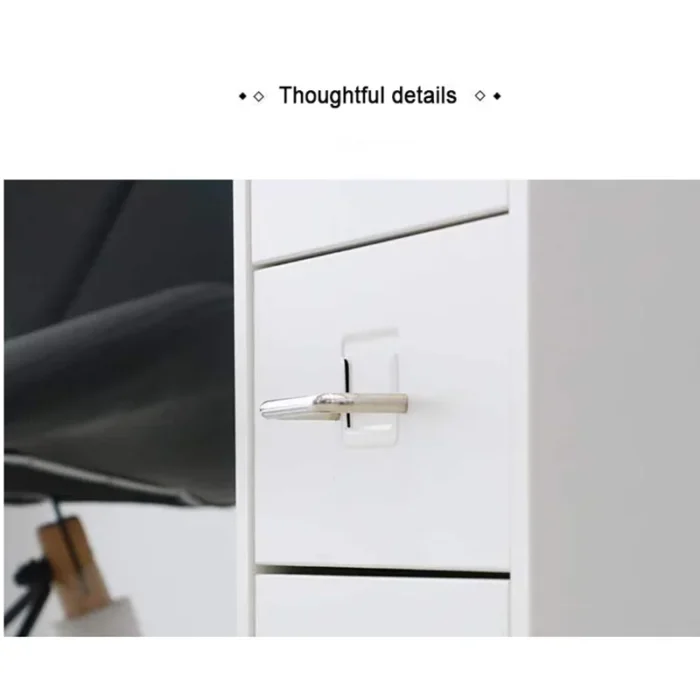Mobile Three-Drawer Cabinet Small File Storage Table Office Movable Information Desk Organizer with underneath Space - Image 3