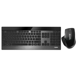 Rapoo Multi-mode Wireless Keyboard and Mouse Combo Extremely Thin Metal Keyboard Rechargeable Mouse Easy-Connect Up to 4 Device
