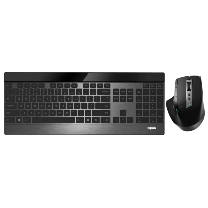 Rapoo Multi-mode Wireless Keyboard and Mouse Combo Extremely Thin Metal Keyboard Rechargeable Mouse Easy-Connect Up to 4 Device