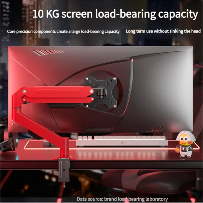 Universal Single Monitor Mount Stand for 14″-34″A1 Red,10KG Load(19.8 lbs),Adjustable Aluminum Ergonomic Arm with Gas Spring - Image 3
