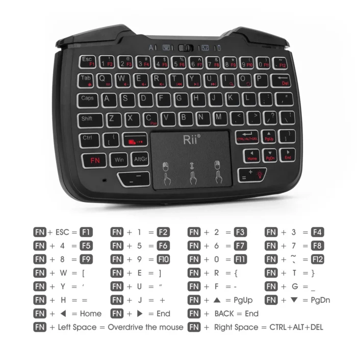 Rii RK707 2.4GHz Wireless Portable Game Controller Keyboard Mouse Combo Turbo Function for PC/Raspberry pi2/Android TV Google/TV - Image 5