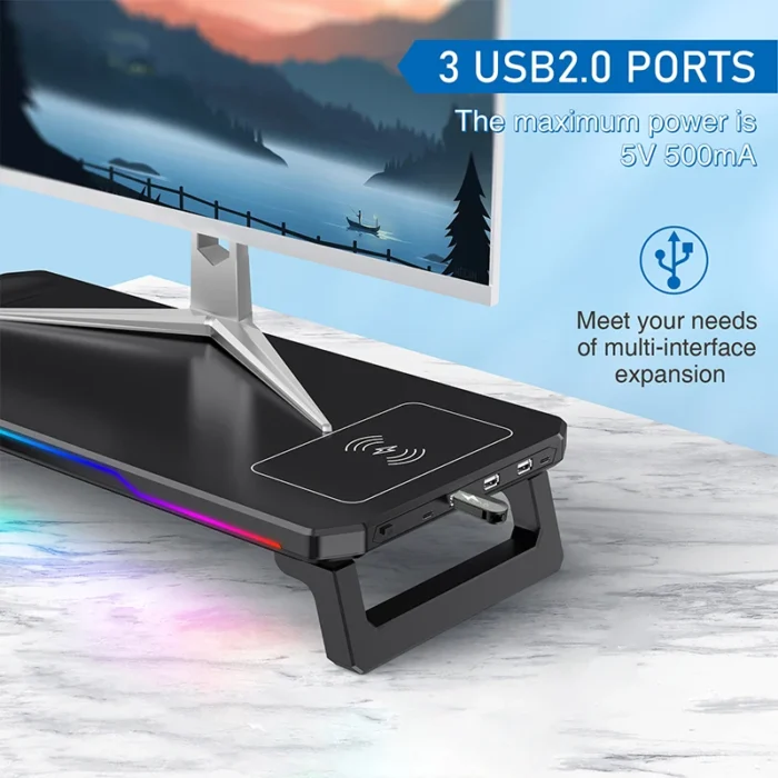 ITLY D2 Computer Monitor Riser Stand - Multi-functional Foldable Desktop Organizer with Storage Base - Image 4