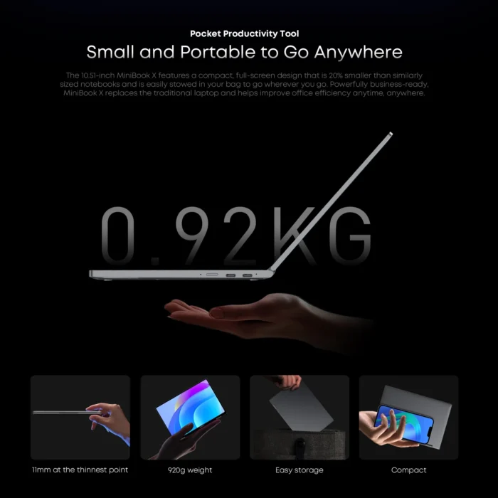 CHUWI MiniBook X Laptop Tablet 2 In 1 Intel N150/N100 10.51" FHD IPS Screen 16GB / 12GB RAM LPDDR5 512G SSD Windows 11 Notebook - Image 3