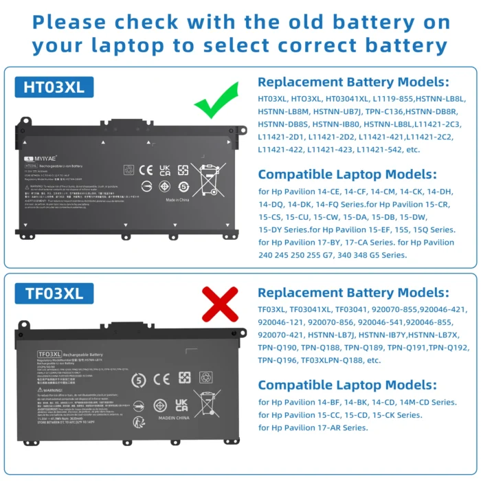 HT03XL HP Laptop Battery For Notebook Pavilion HP 14-CE0025TU 14-CE0034TX 15-CS0037 TPN-Q208/TPN-Q209/TPN-C135/TPN-C136/TPN-I130 - Image 4