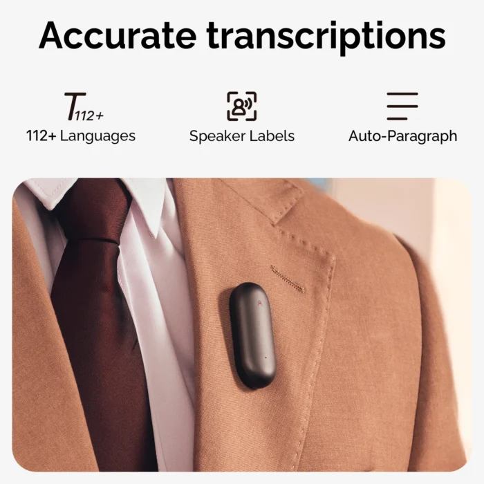PLAUD NotePin AI Voice Recorder, Wearable AI Notetaker, Smart Transcription & Summarization - Image 3