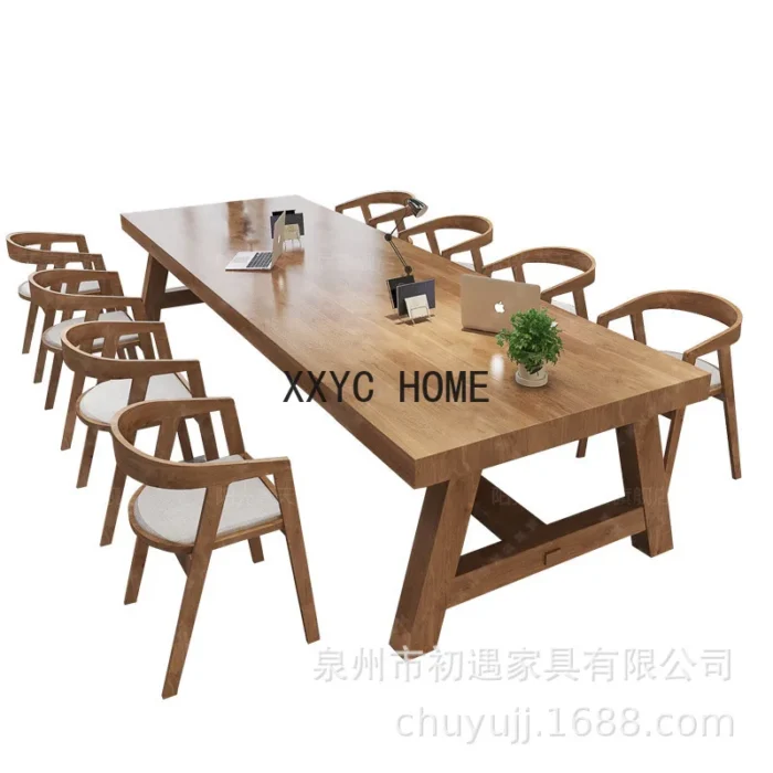 Solid wood conference table, simple modern living room, large board long table - Image 5