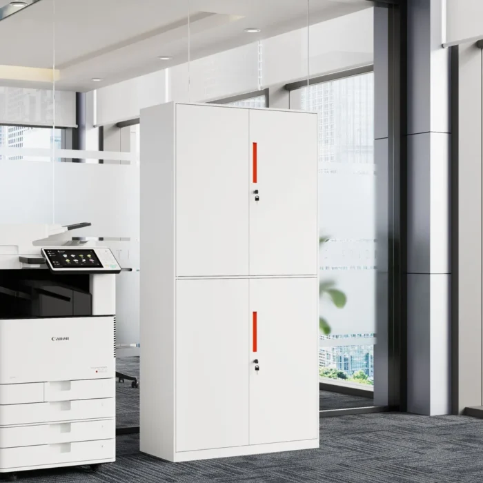 Steel Storage Cabinet Office Furniture File Cupboard Durable Lockable 4 Doors Wardrobes - Image 4