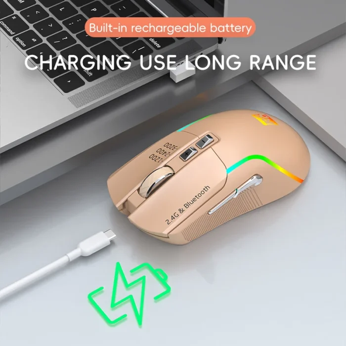 XIAOMI R8 Wireless Mouse 3200 DPI Bluetooth 2.4G Dual Mode Mechanical Office Game Universal Colorful Luminous Mute Mouse - Image 5