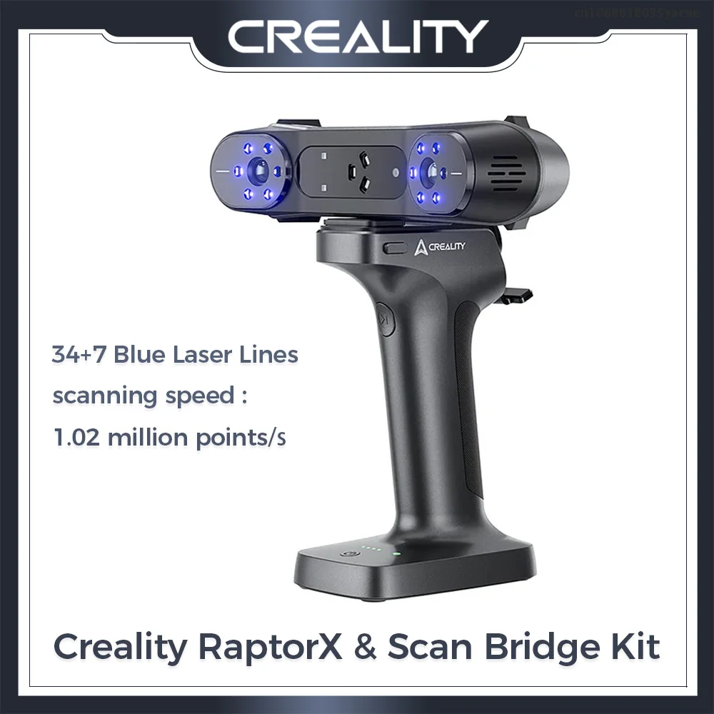 Creality RaptorX & Scan Bridge Kit 34+7 Blue Laser NIR Light 0.02 Mm Accuracy 60fps Scanning Wi-Fi 6 Wireless Scan 3D Scanner