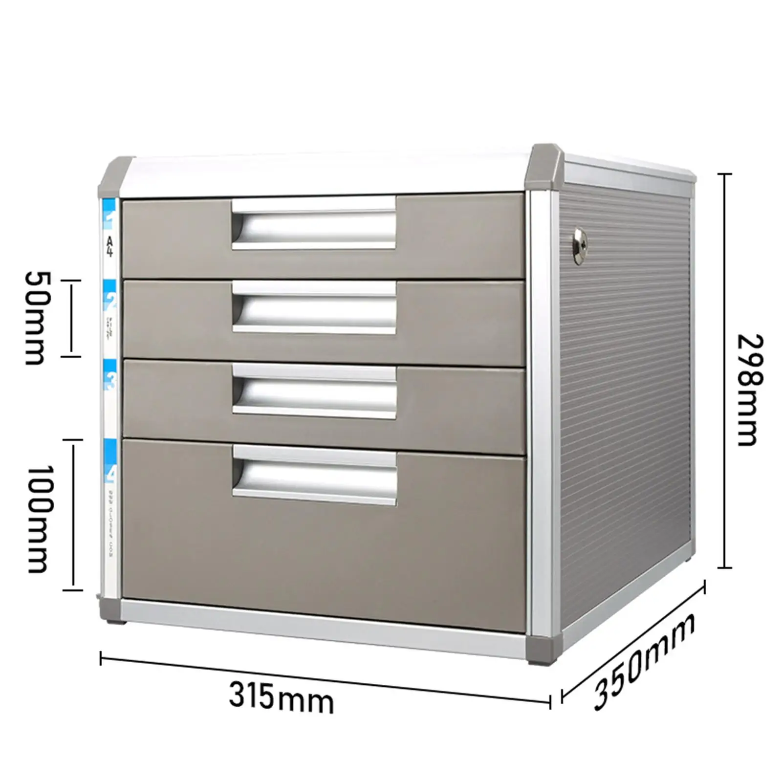 File Cabinet Filing Organizer Locking Desk Organizer with 4 Drawers for School Office Supply Home Study Working Accessories - Image 3