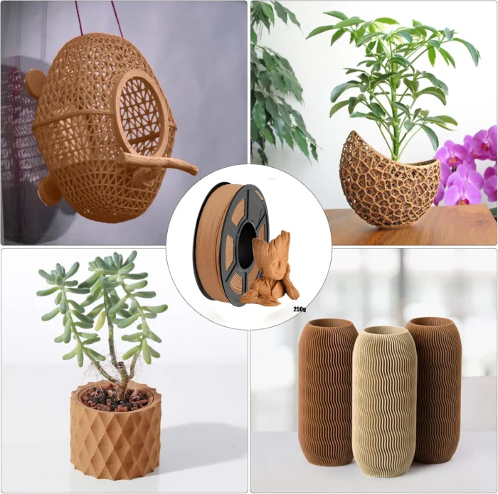 PLA+ Wood Filament 1.75mm, PLA Plus 3D Printer Filament Dimensional Accuracy +/- 0.02mm 250g/500g/1000g Spool - Image 3