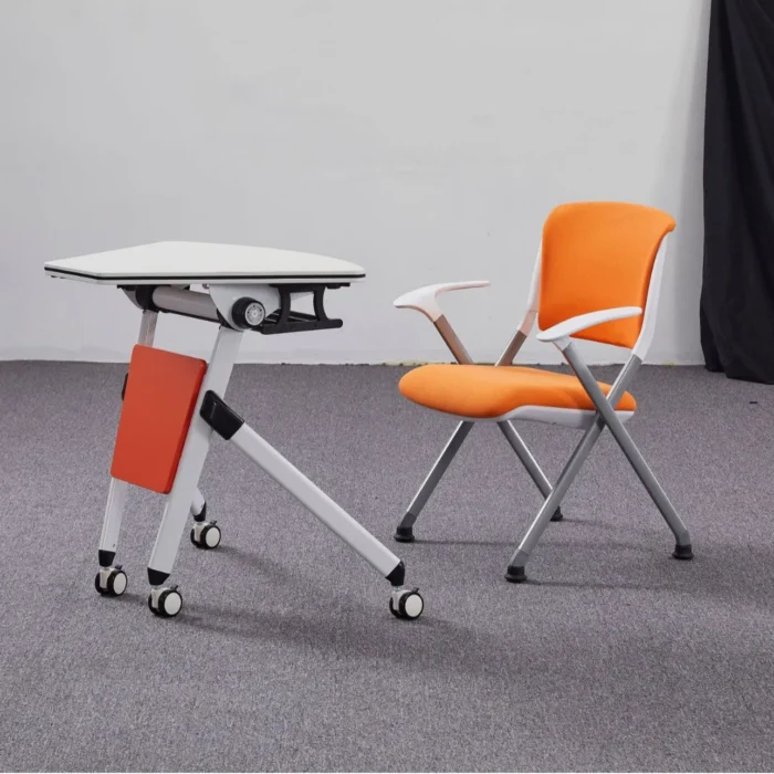 Folding Conference Table With Wheels Mobile Group Table Splicing Reading Smart Classroom Maker Recording Round Training Table - Image 4