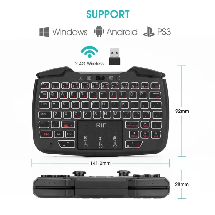 Rii RK707 2.4GHz Wireless Portable Game Controller Keyboard Mouse Combo Turbo Function for PC/Raspberry pi2/Android TV Google/TV - Image 2