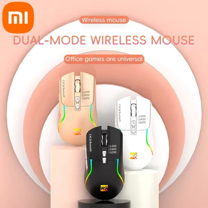 XIAOMI R8 Wireless Mouse 3200 DPI Bluetooth 2.4G Dual Mode Mechanical Office Game Universal Colorful Luminous Mute Mouse - Image 2