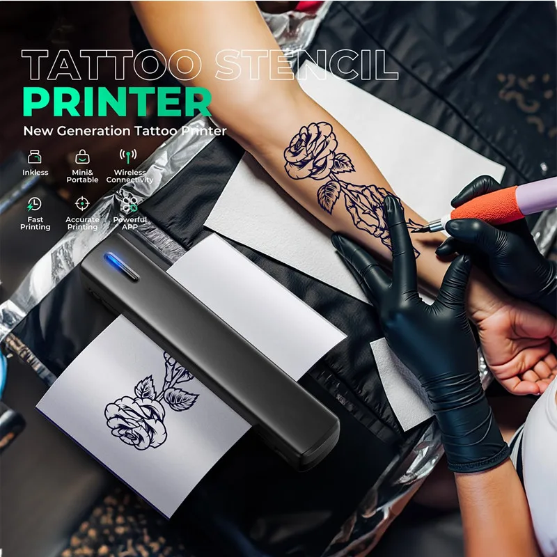 2-in-1 wireless tattoo Stencil printer Inkless Bluetooth portable thermal printer compatible with Android IOS Windows Mac - Image 3