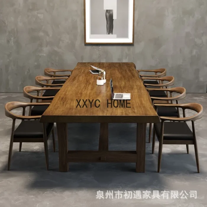 Solid wood conference table, simple modern living room, large board long table - Image 4