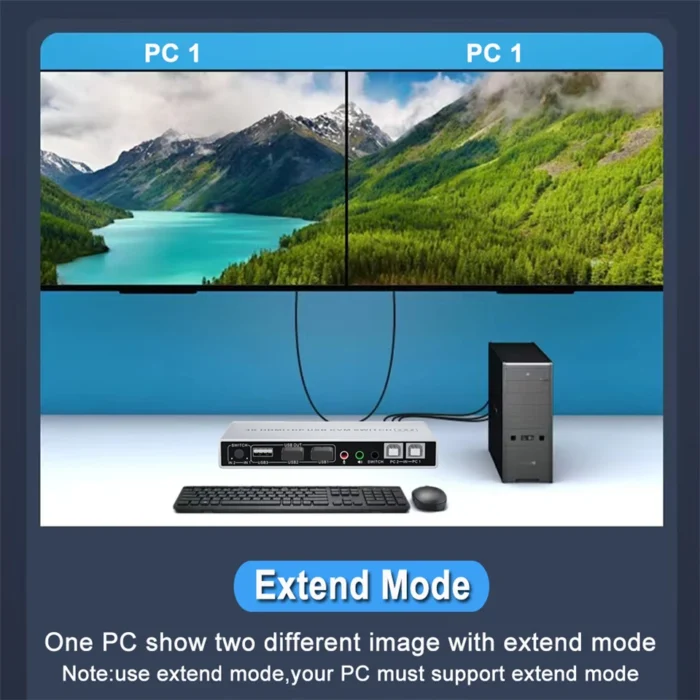 HDMI DisplayPort KVM Switch Dual Monitor 4K 60Hz 2x2 Mixed inputs DP HDMI KVM Switcher 2 Monitors 2 Computers for PC laptop Mac - Image 3