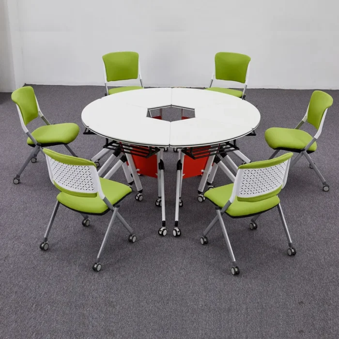 Folding Conference Table With Wheels Mobile Group Table Splicing Reading Smart Classroom Maker Recording Round Training Table - Image 2