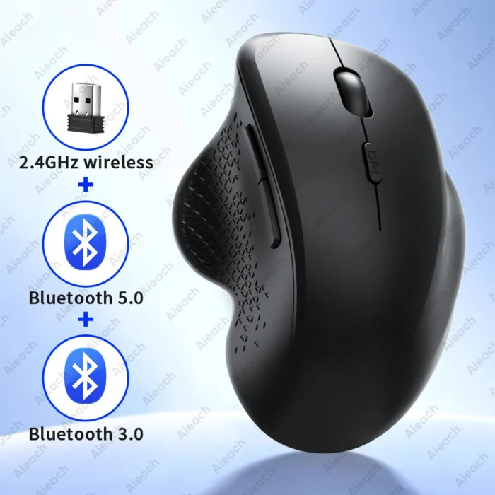 GOYN Bluetooth Wireless Mouse 3 Device Connection Dual Mode 2.4G+BT5.0/3.0 Rechargeable 400mAh 1600DPI Ergonomic for PC Laptop