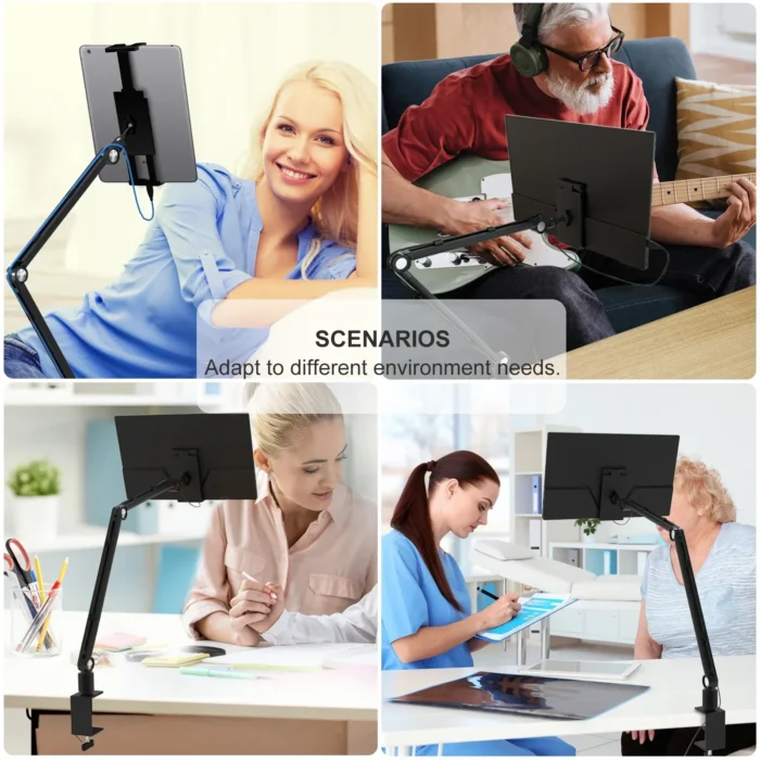Bimawen Adjustable Height Tablet Stand For iPad 15 6 16 Inch Screen Portable Monitor Desk Mount With Aluminum Long Rotating Arm - Image 6