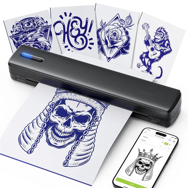 2-in-1 wireless tattoo Stencil printer Inkless Bluetooth portable thermal printer compatible with Android IOS Windows Mac - Image 2