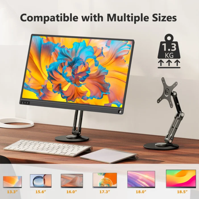 UPERFECT VESA Monitor Desk Mount Single Monitor Stands Freestanding Fits 12'' to 22'' Computer Screen with Height Adjustable - Image 2