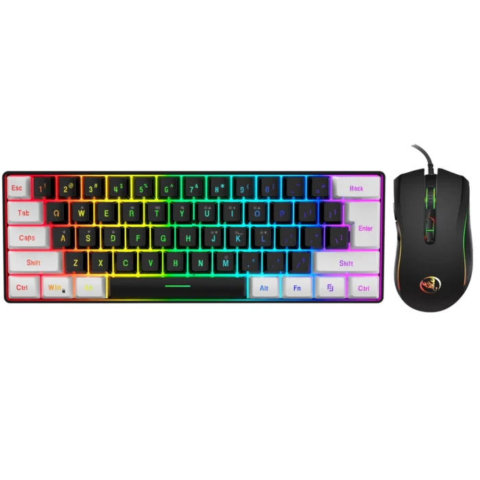 New 61keys Wired White Black Keyboard RGB Gaming Mouse Office Kit Backlight Keyboard and Mouse Combos for PUBG Gamer - Image 2