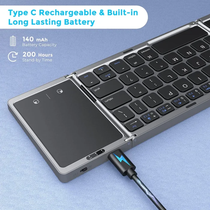 Seenda Foldable Wireless Bluetooth Keyboard Rechargeable Folding Portable Keyboards for PC Mac Smartphone Windows iOS Android - Image 4