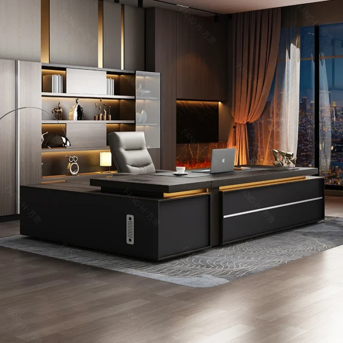Designer Chinese Boss Table Simple Modern Chinese Reception Drawers Desks Cabinet Conference Unusual Bureau Meuble Furniture - Image 3