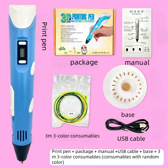 Electronic 3D Printing Pen with 9M PLA Consumables High-Temperature 3D Graffiti Tool Intelligent Toy Christmas Birthday Gift - Image 2