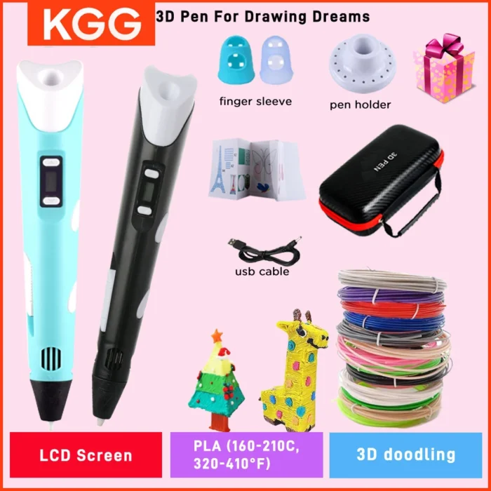 3D Printing Pen Drawing With LCD Screen Compatible Pen PLA Filament Toys Safe Paiting for Children DIY Birthday Gift Kids