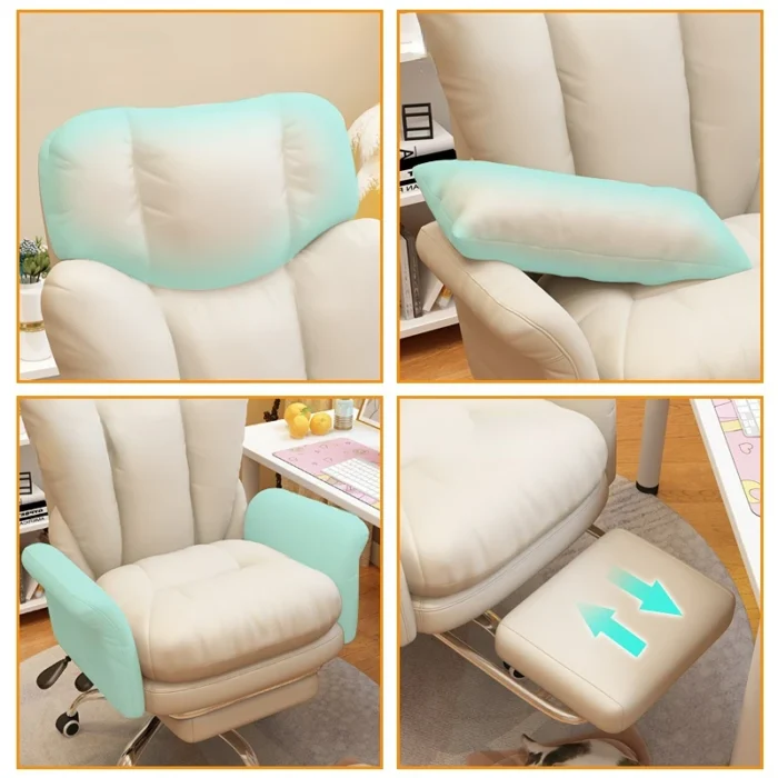 Comfortable fluffy Ergonomics Sofa Chair Home computers Bedroom Chair Single backrest live broadcast revolve office chair - Image 5