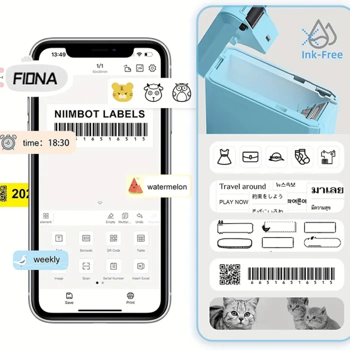 Niimbot D110 Mini Portable Thermal Printer Without Ink Self-Adhesive Label Maker Printer For Stickers Labeller Labeling Machine - Image 5
