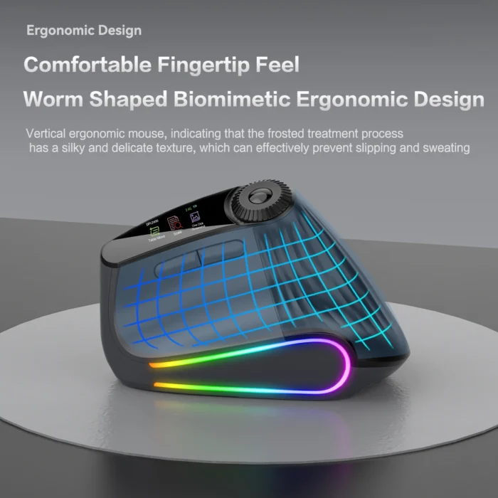 JOMAA Backlit Bluetooth Wireless Vertical Mouse With OLED Screen Rechargeable USB Wired Gaming Mouse 24000DPI Speed Roller - Image 2