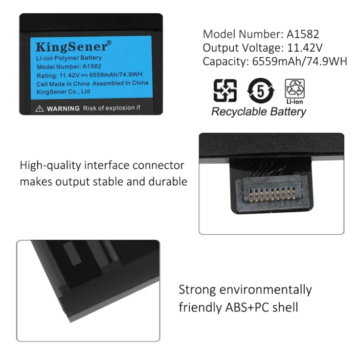 KingSener A1582 A1493 Laptop Battery For Apple MacBook Pro 13" Retina A1502 2013 2014 2015 Year 020-00010 Free Tools 500+ Cycles - Image 5