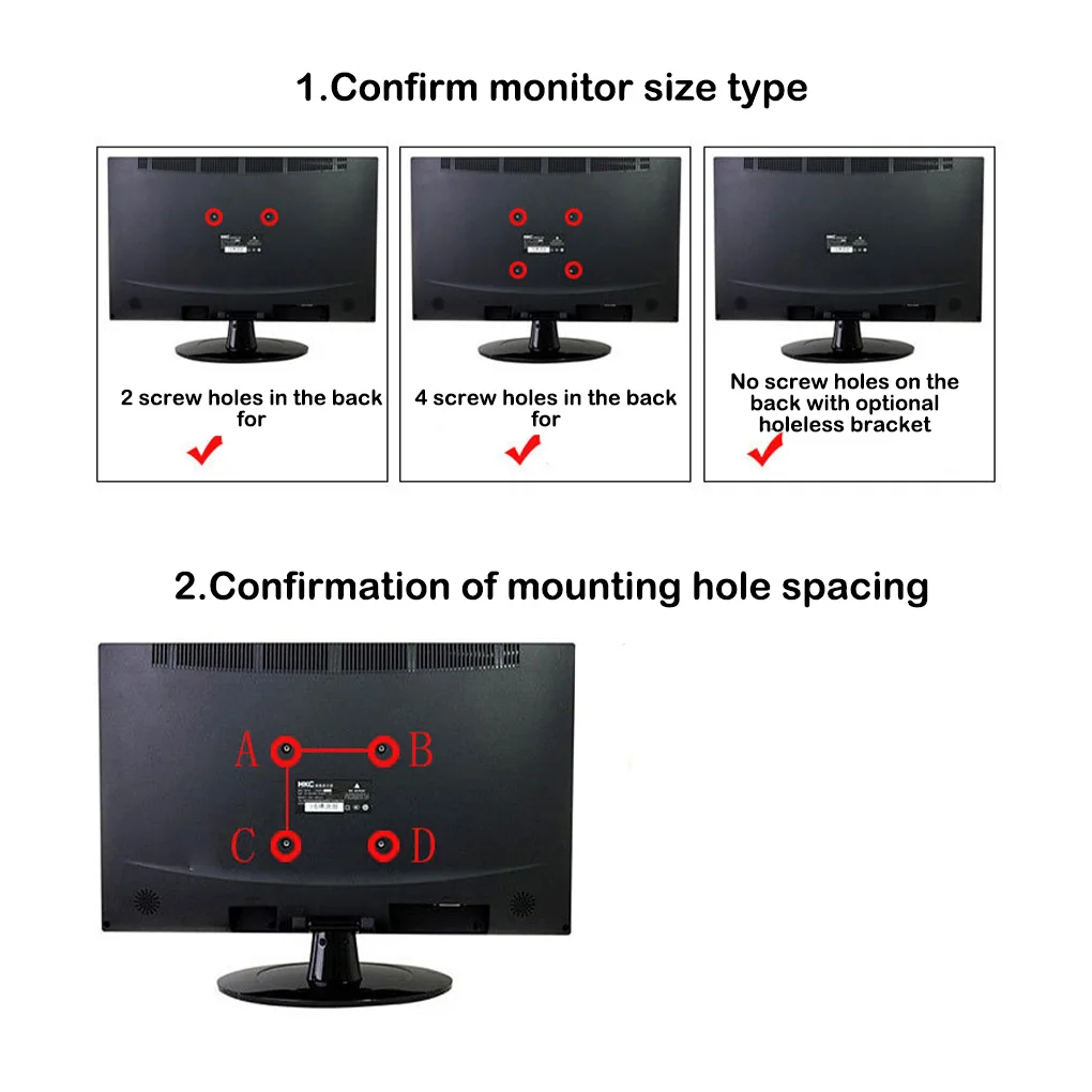 Computer Monitor Stand Bracket 75*75mm VESA Desktop Foldable PC LCD Mount Holder Upright Hanger Computer Support for 14-24 Inch - Image 4