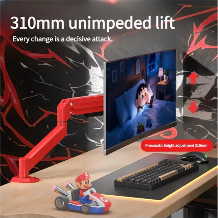 Universal Single Monitor Mount Stand for 14″-34″A1 Red,10KG Load(19.8 lbs),Adjustable Aluminum Ergonomic Arm with Gas Spring - Image 2