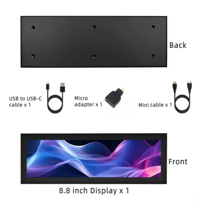 2025 New Metal Frame 8.8inch Computer Monitor 1920x480 Perfect For PC Setups - Image 4