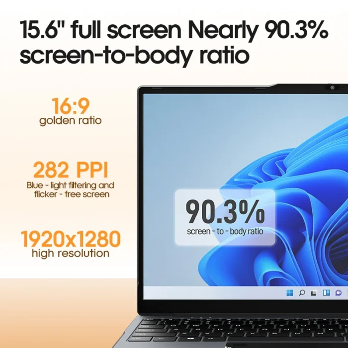 15.6" Ultra Slim Laptop 16GB RAM 512GB SSD Intel N5095 Notebook 1920*1080 FHD Screen Windows 10 Office Study Portable Computer - Image 5