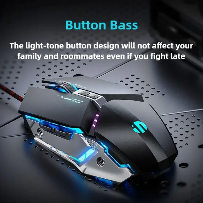 W2 USB Wired Gaming Mouse with Glowing Gamer Mechanical Metal Style Mice Suitable for PC Desktop Laptops Tablet Game Office - Image 5